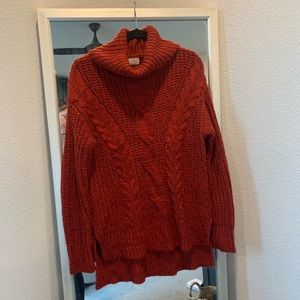 Dark Red Turtleneck Sweater